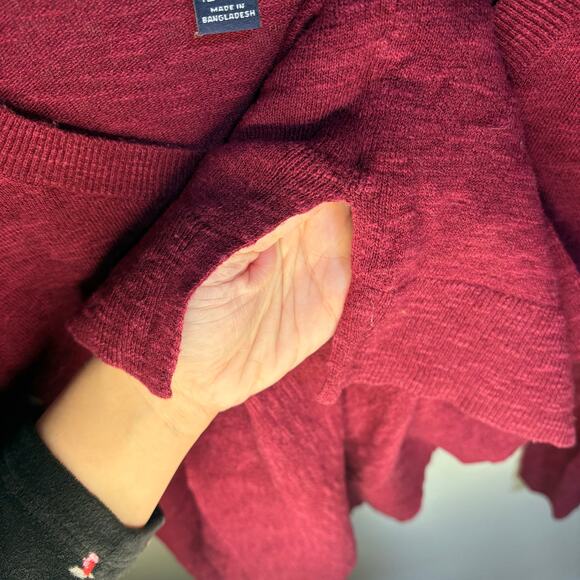 Gap Raspberry Pink Long Sleeve Knit Tunic Scoopneck Ribbed Hems Spring Small - Picture 4 of 8